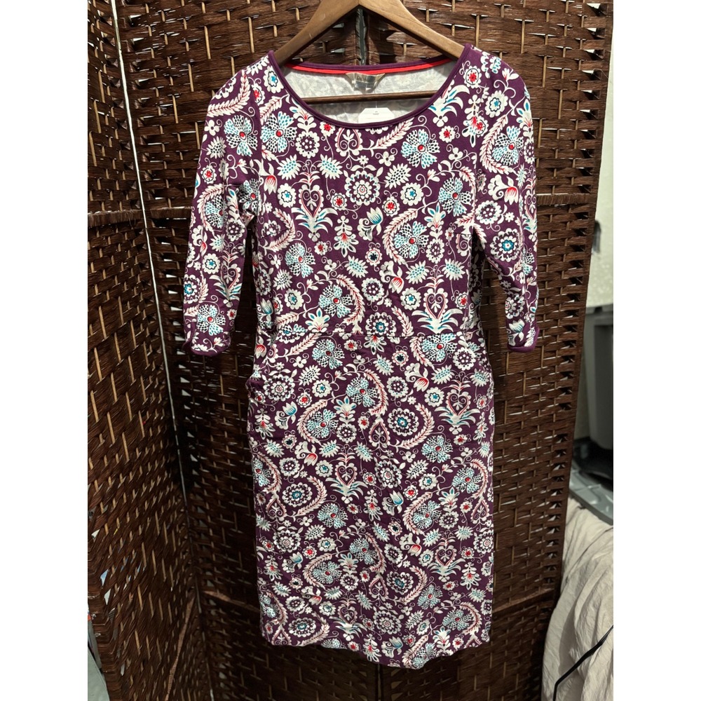 Boden UK12 US8 L Dress Pockets 3/4 Sleeve Pencil‎ Midi